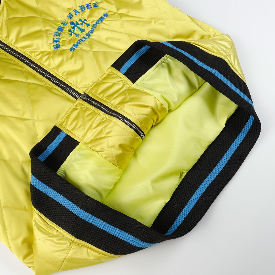Chrome Hearts Flaming Youth Bomber Jacket - Yellow Black Graphic Street Coat D10