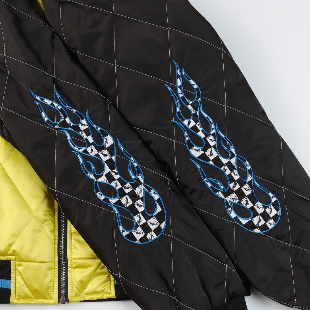 Chrome Hearts Flaming Youth Bomber Jacket - Yellow Black Graphic Street Coat D10
