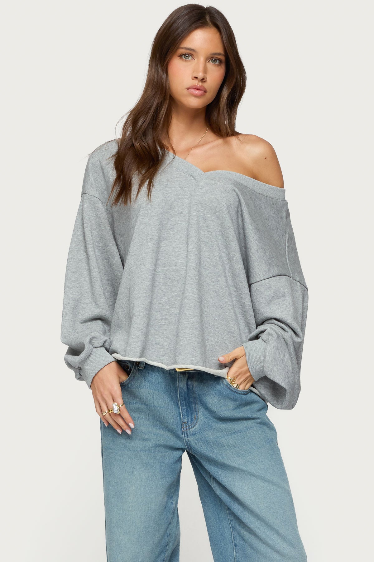 Winfred Oversized V Neck Sweatshirt